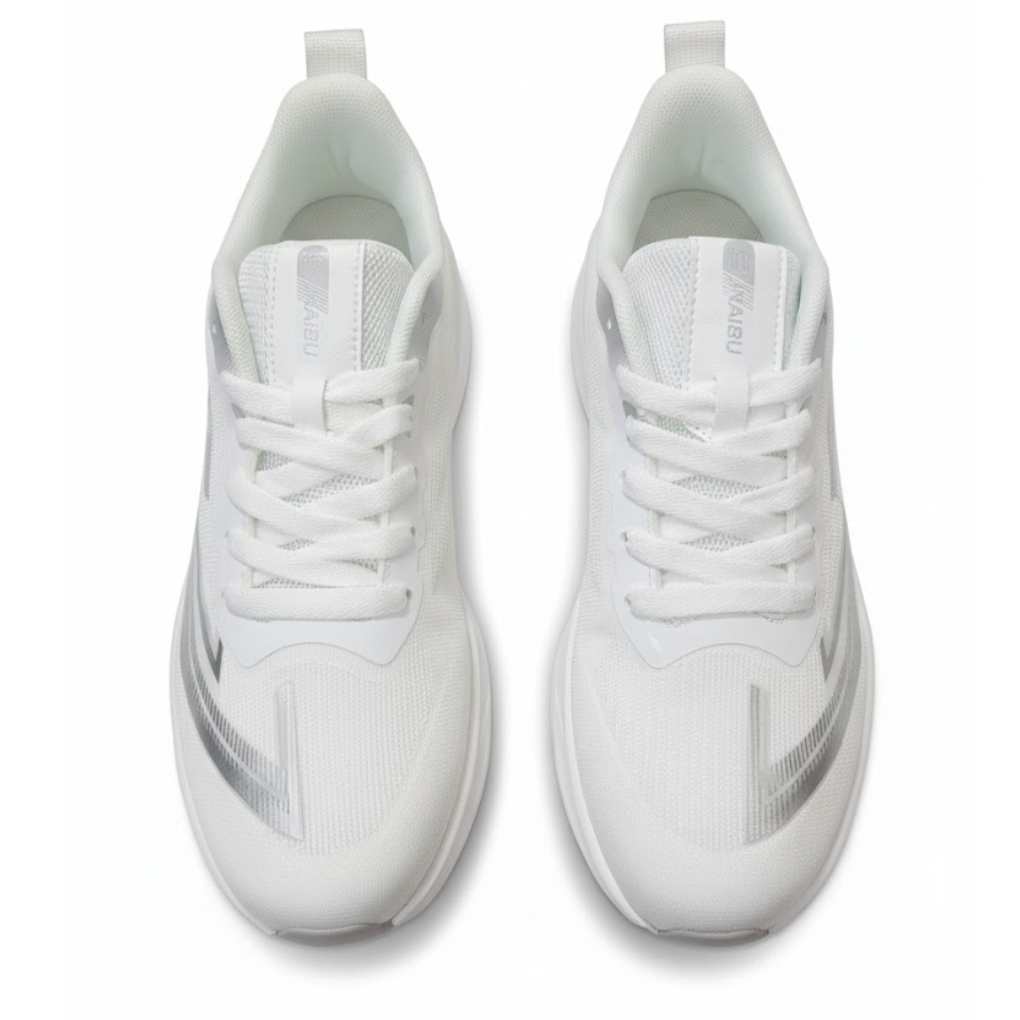 JINNAIBO Premium Athletic Running Shoes –White / Silver